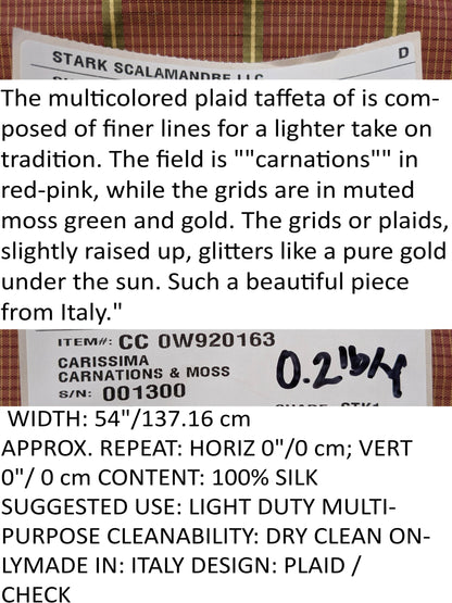 Scalamandre Carissima Carnations Moss Red Green Plaid Check MSRP USD 184/y