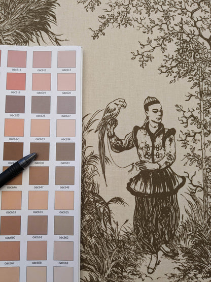 Scalamandre Scene Chinoise Tan Brown Beige Historic Chinoiserie Toile Garden Birds Music MSRP USD 208/y