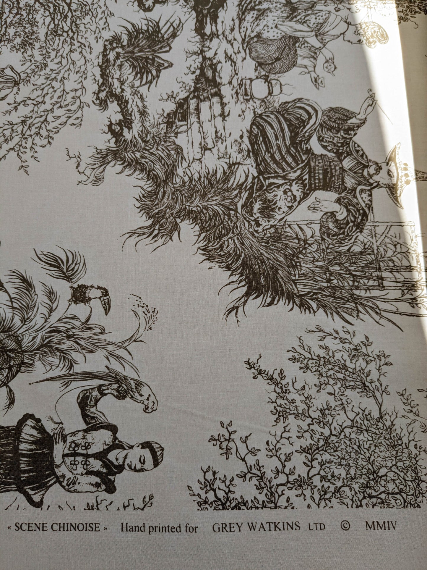 Scalamandre Scene Chinoise Tan Brown Beige Historic Chinoiserie Toile Garden Birds Music MSRP USD 208/y
