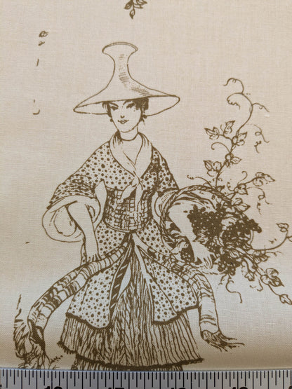 Scalamandre Scene Chinoise Tan Brown Beige Historic Chinoiserie Toile Garden Birds Music MSRP USD 208/y