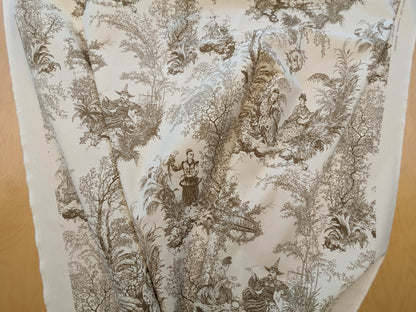 Scalamandre Scene Chinoise Tan Brown Beige Historic Chinoiserie Toile Garden Birds Music MSRP USD 208/y