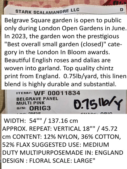 Scalamandre Belgrave Panel Multi Pink Red Green White Floral Large Scale MSRP USD 170/y