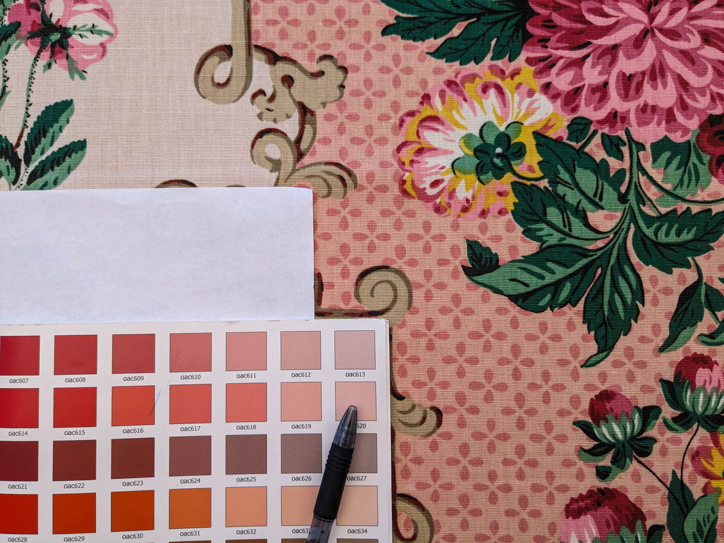 Scalamandre Belgrave Panel Multi Pink Red Green White Floral Large Scale MSRP USD 170/y