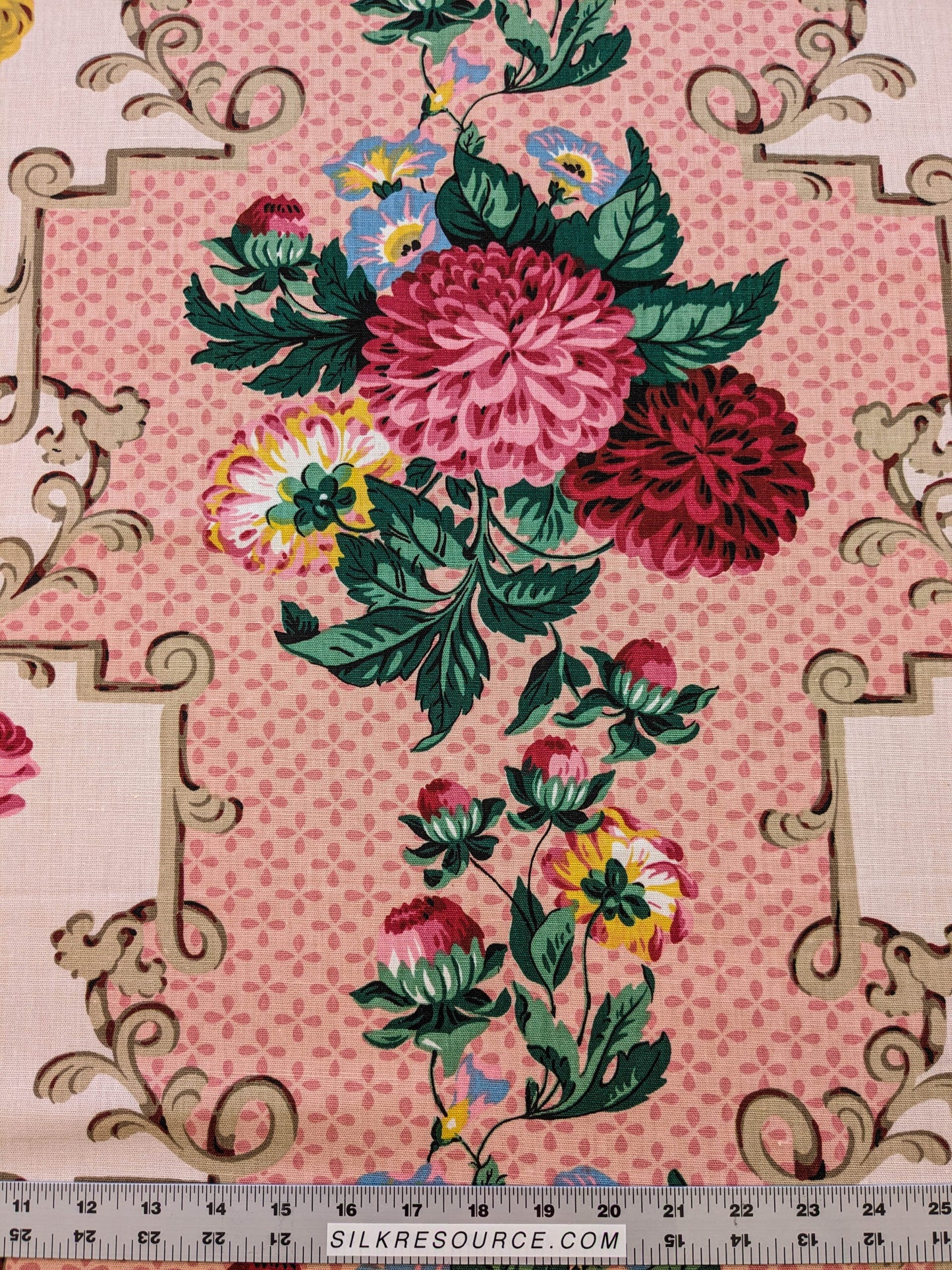 Scalamandre Belgrave Panel Multi Pink Red Green White Floral Large Scale MSRP USD 170/y