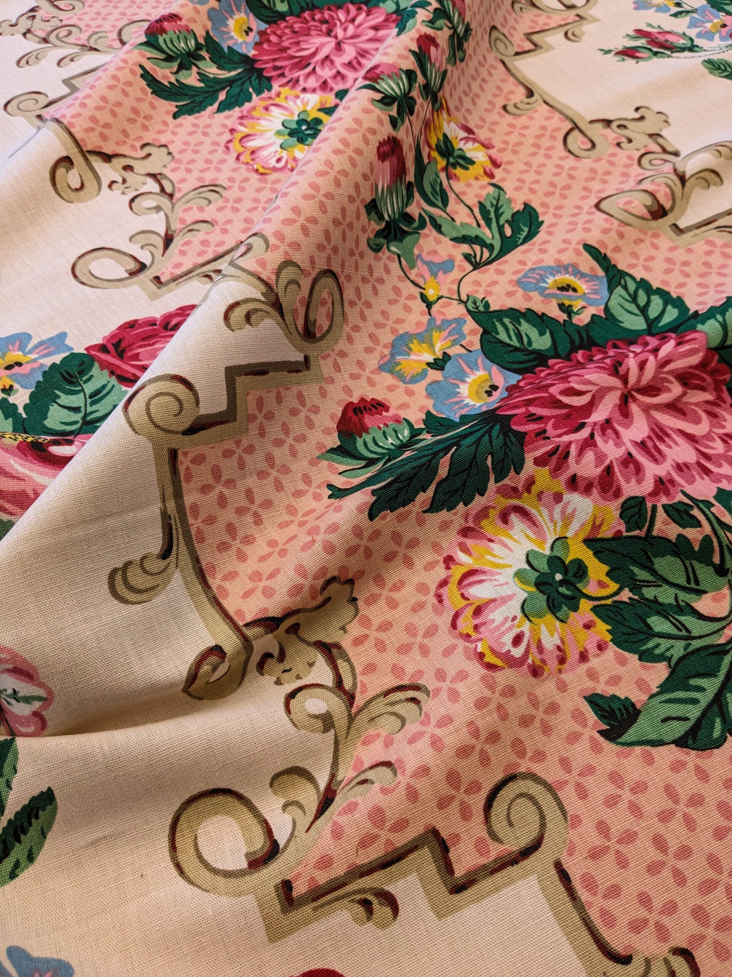 Scalamandre Belgrave Panel Multi Pink Red Green White Floral Large Scale MSRP USD 170/y