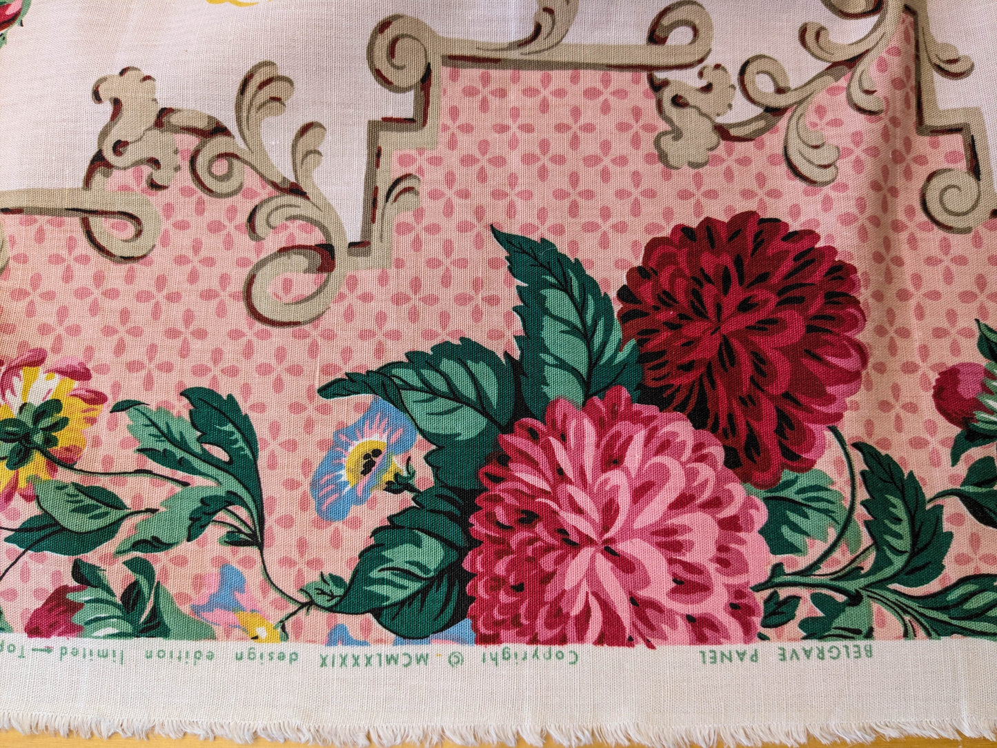 Scalamandre Belgrave Panel Multi Pink Red Green White Floral Large Scale MSRP USD 170/y