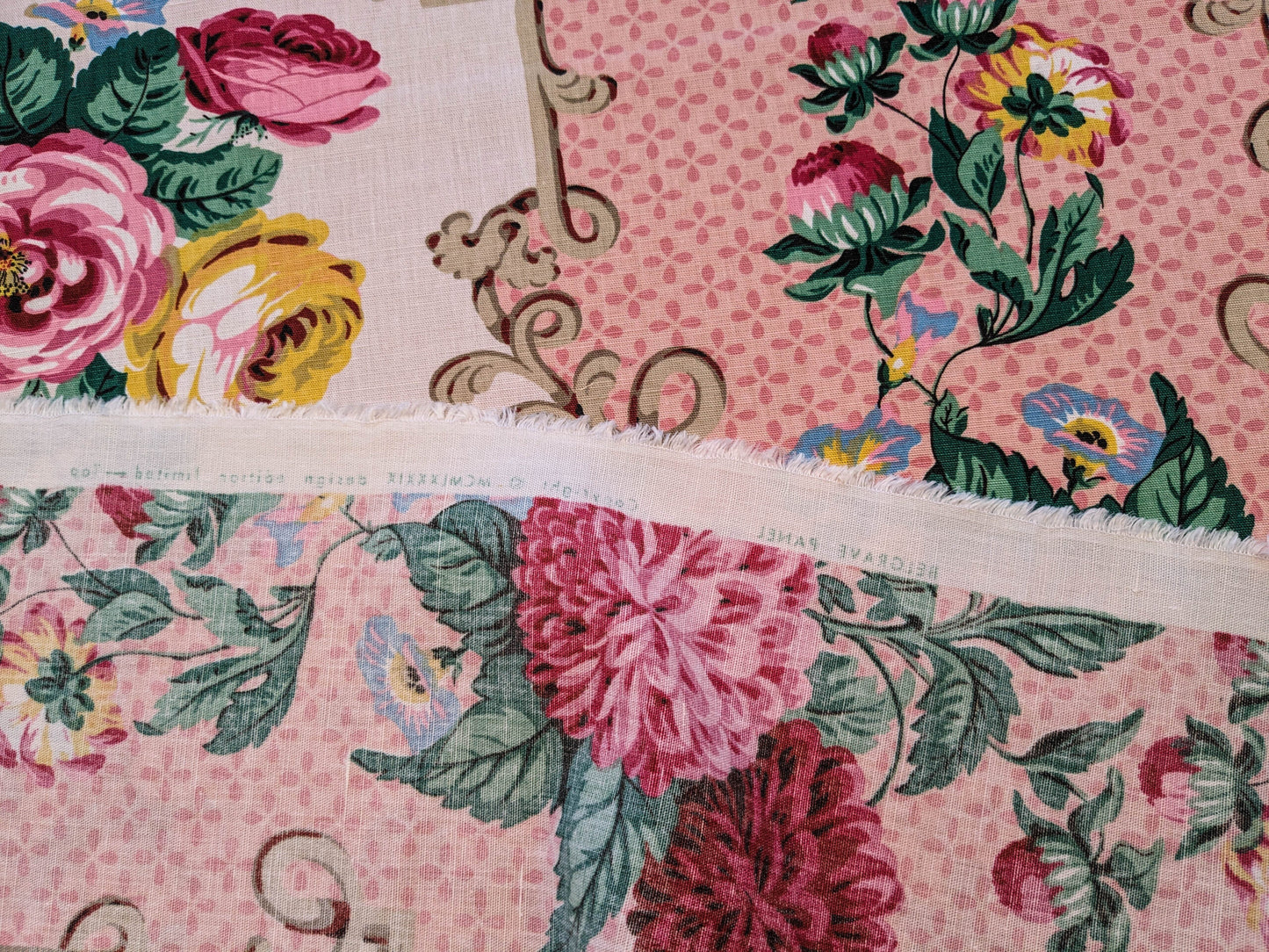 Scalamandre Belgrave Panel Multi Pink Red Green White Floral Large Scale MSRP USD 170/y