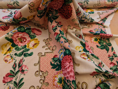 Scalamandre Belgrave Panel Multi Pink Red Green White Floral Large Scale MSRP USD 170/y