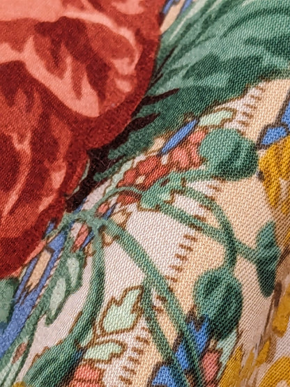 Scalamandre Rosalia Rose-Blue on Beige Cotton Floral Paisley Stripe MSRP USD 220/y