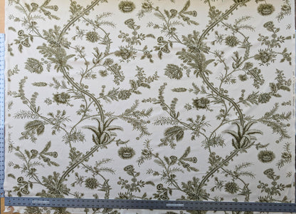 by yard Scalamandre Grey Watkins Languedoc Khaki Beige Green Botanic Fern and Thistle Southern France Toile Circa 1790 MSRP USD 364/y