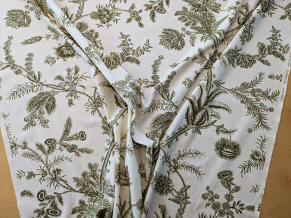 by yard Scalamandre Grey Watkins Languedoc Khaki Beige Green Botanic Fern and Thistle Southern France Toile Circa 1790 MSRP USD 364/y