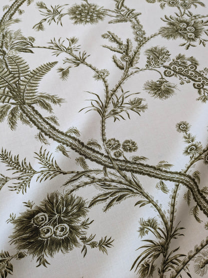 by yard Scalamandre Grey Watkins Languedoc Khaki Beige Green Botanic Fern and Thistle Southern France Toile Circa 1790 MSRP USD 364/y