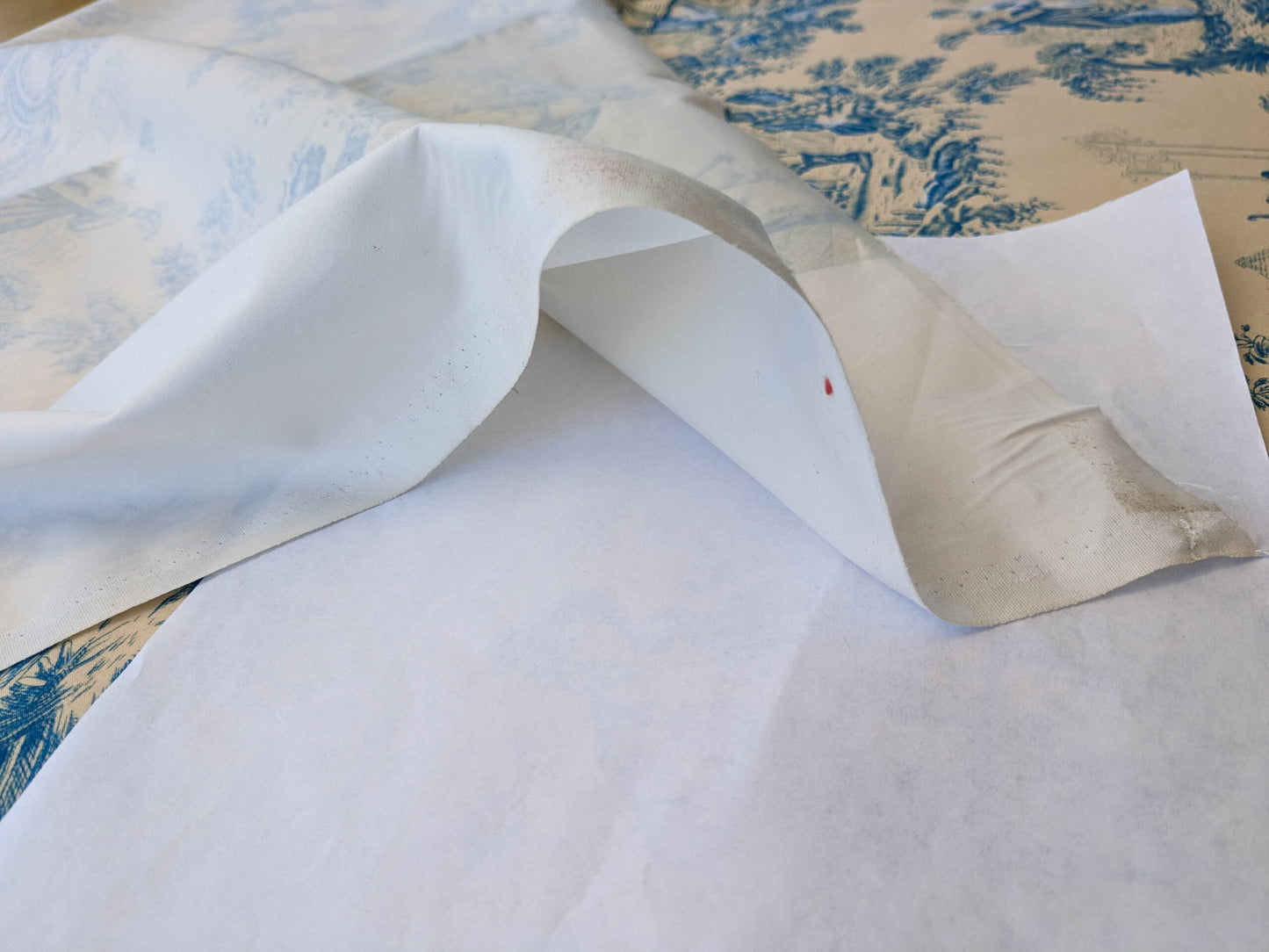 Scalamandre MASQUE CHINOIS Chinoiserie Toile Print Landscape  Garden BLUE ON CREAM Made in France MSRP USD 288/y