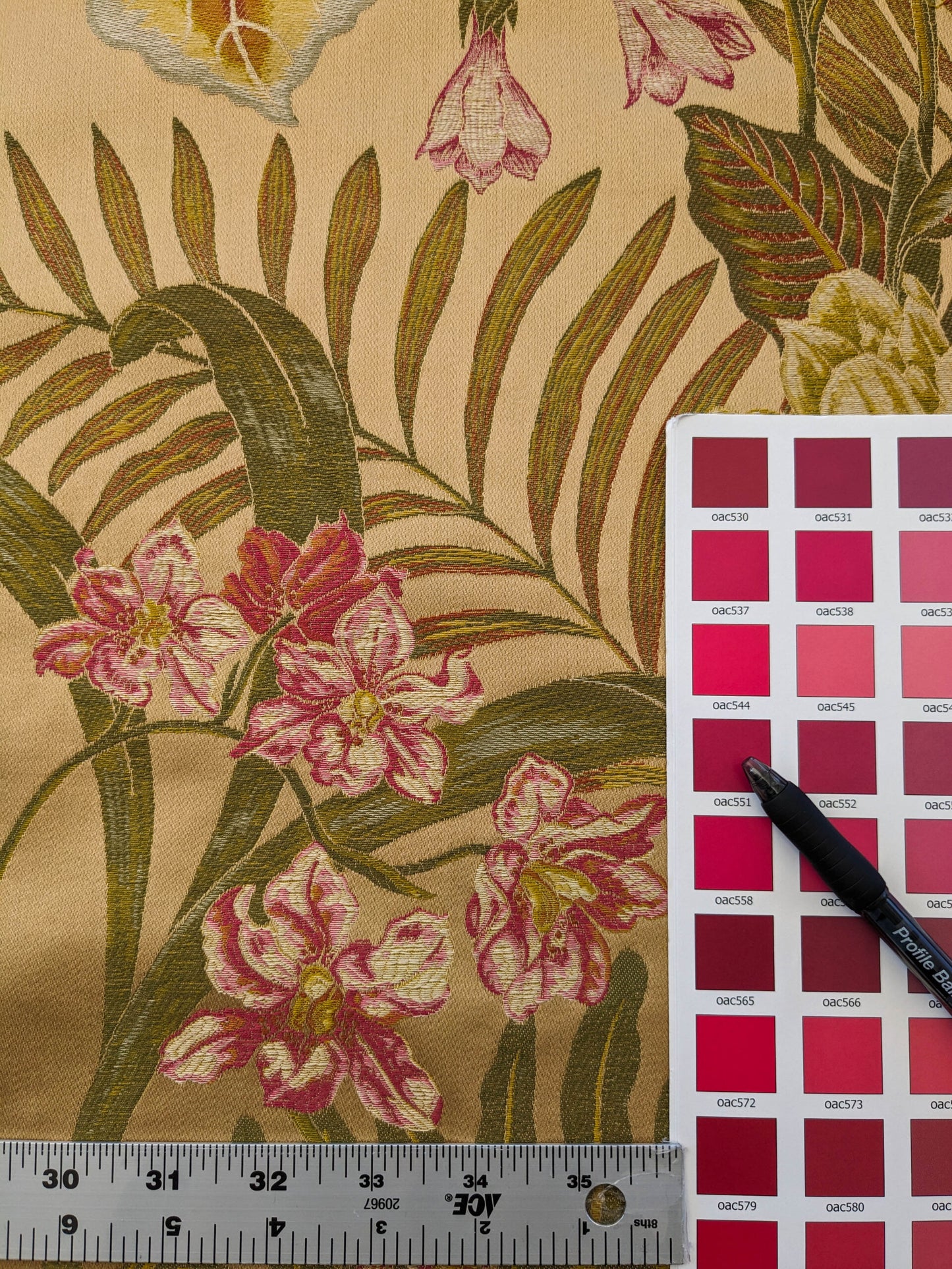 Scalamandre Vizcaya Multi/Cream Beige Cream Red Floral Botanical Foliage MSRP USD 340/y