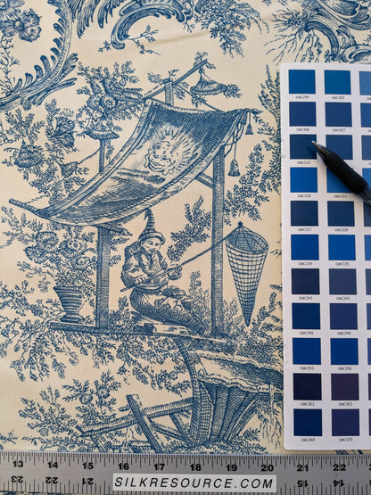 Scalamandre Sungari Blue Beige Historic Landscape Chinoiserie Scenic Toile de Jouy Cotton MSRP USD 200+/y