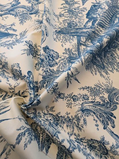 Scalamandre Sungari Blue Beige Historic Landscape Chinoiserie Scenic Toile de Jouy Cotton MSRP USD 200+/y
