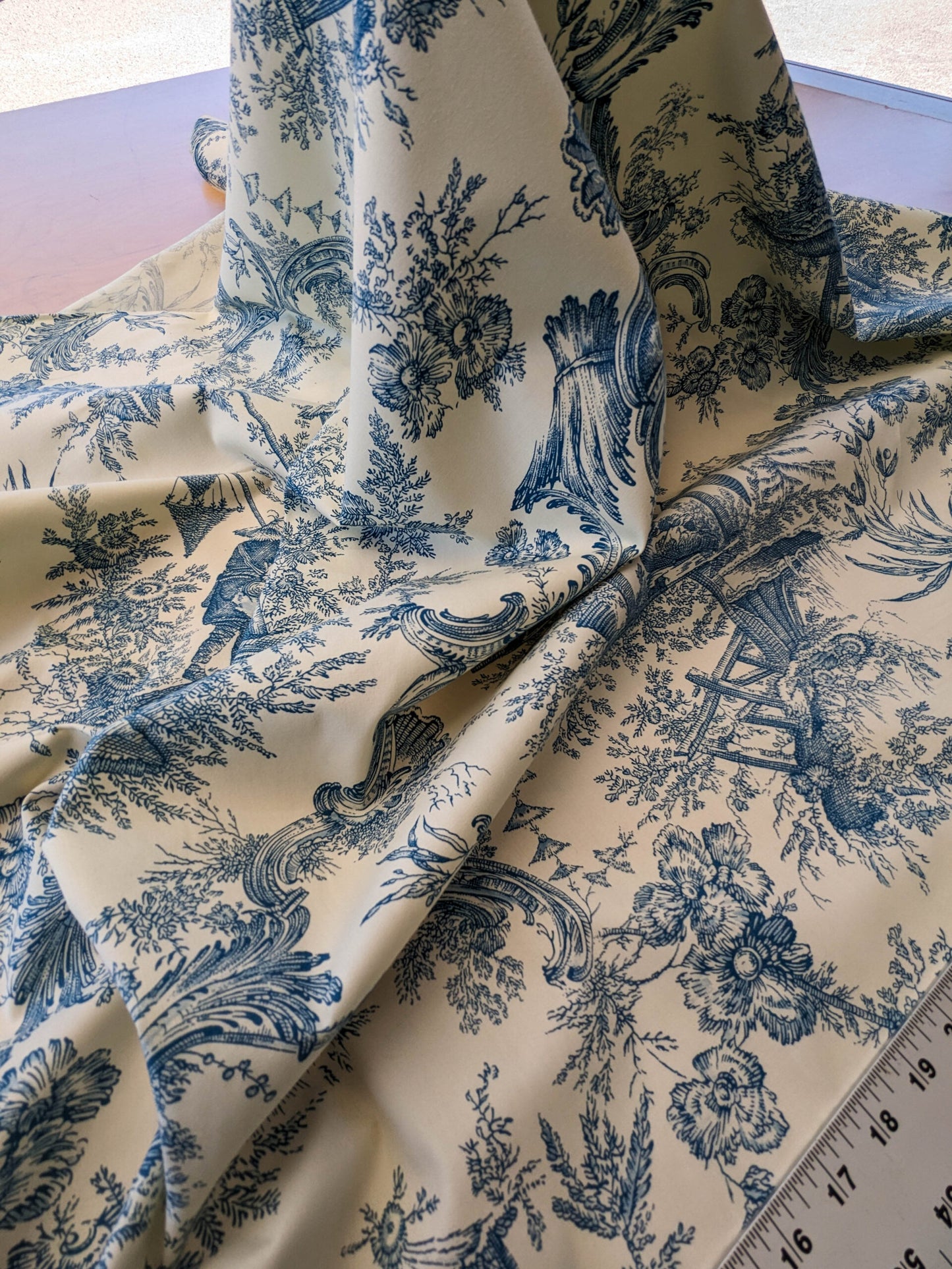 Scalamandre Sungari Blue Beige Historic Landscape Chinoiserie Scenic Toile de Jouy Cotton MSRP USD 200+/y