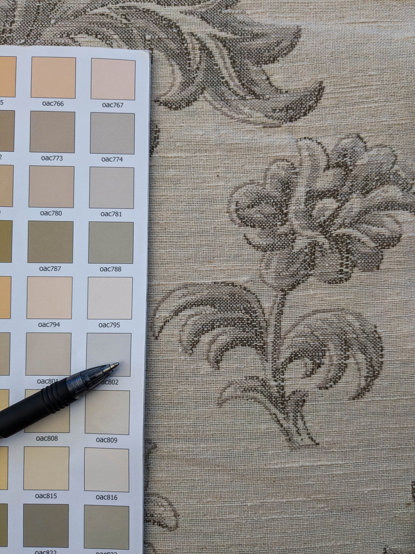 0.88Y Scalamandre Arles Taupe Gray Beige Floral Botanical Cotton Linen MSRP USD 196/y