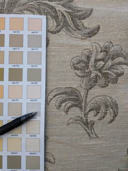 0.88Y Scalamandre Arles Taupe Gray Beige Floral Botanical Cotton Linen MSRP USD 196/y