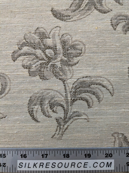 0.88Y Scalamandre Arles Taupe Gray Beige Floral Botanical Cotton Linen MSRP USD 196/y