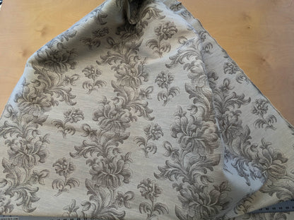 0.88Y Scalamandre Arles Taupe Gray Beige Floral Botanical Cotton Linen MSRP USD 196/y