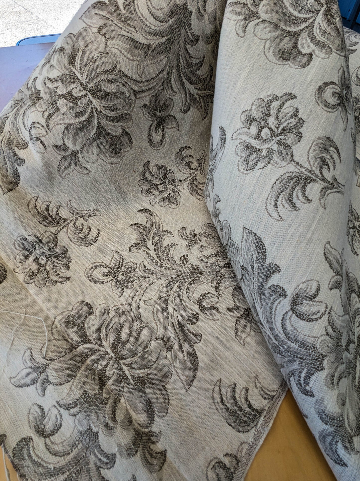 0.88Y Scalamandre Arles Taupe Gray Beige Floral Botanical Cotton Linen MSRP USD 196/y