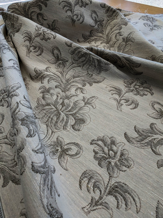 0.88Y Scalamandre Arles Taupe Gray Beige Floral Botanical Cotton Linen MSRP USD 196/y