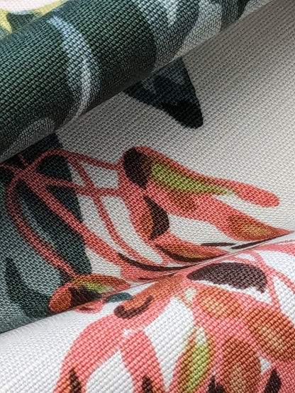 Scalamandre Mountain Greenery Ice Blue White Green Yellow Floral Botanical Linen Cotton MSRP USD 504/y