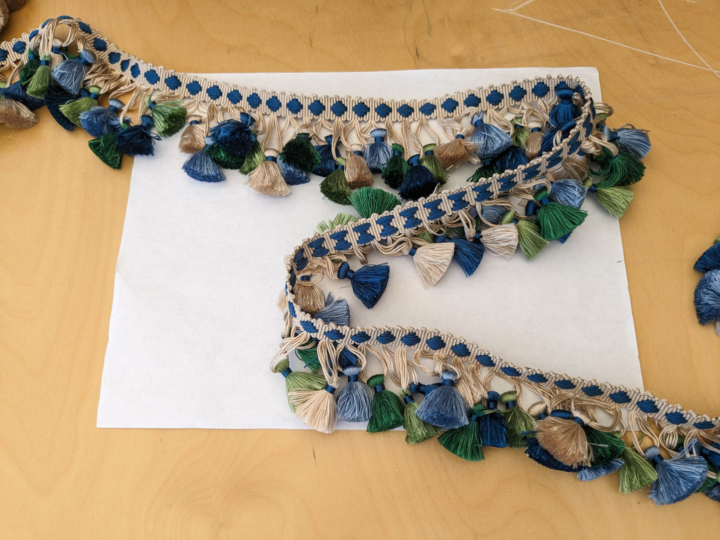 Scalamandre Silk Trim Follies Blue Green Beige Cream Tassel Trim MSRP USD 260/Y