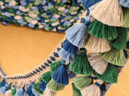 Scalamandre Silk Trim Follies Blue Green Beige Cream Tassel Trim MSRP USD 260/Y