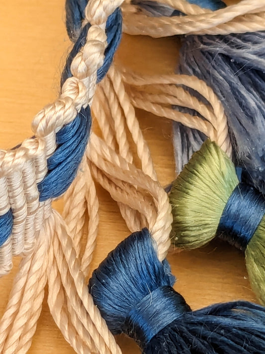 Scalamandre Silk Trim Follies Blue Green Beige Cream Tassel Trim MSRP USD 260/Y