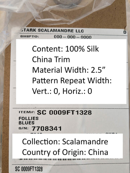 Scalamandre Silk Trim Follies Blue Green Beige Cream Tassel Trim MSRP USD 260/Y
