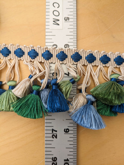 Scalamandre Silk Trim Follies Blue Green Beige Cream Tassel Trim MSRP USD 260/Y