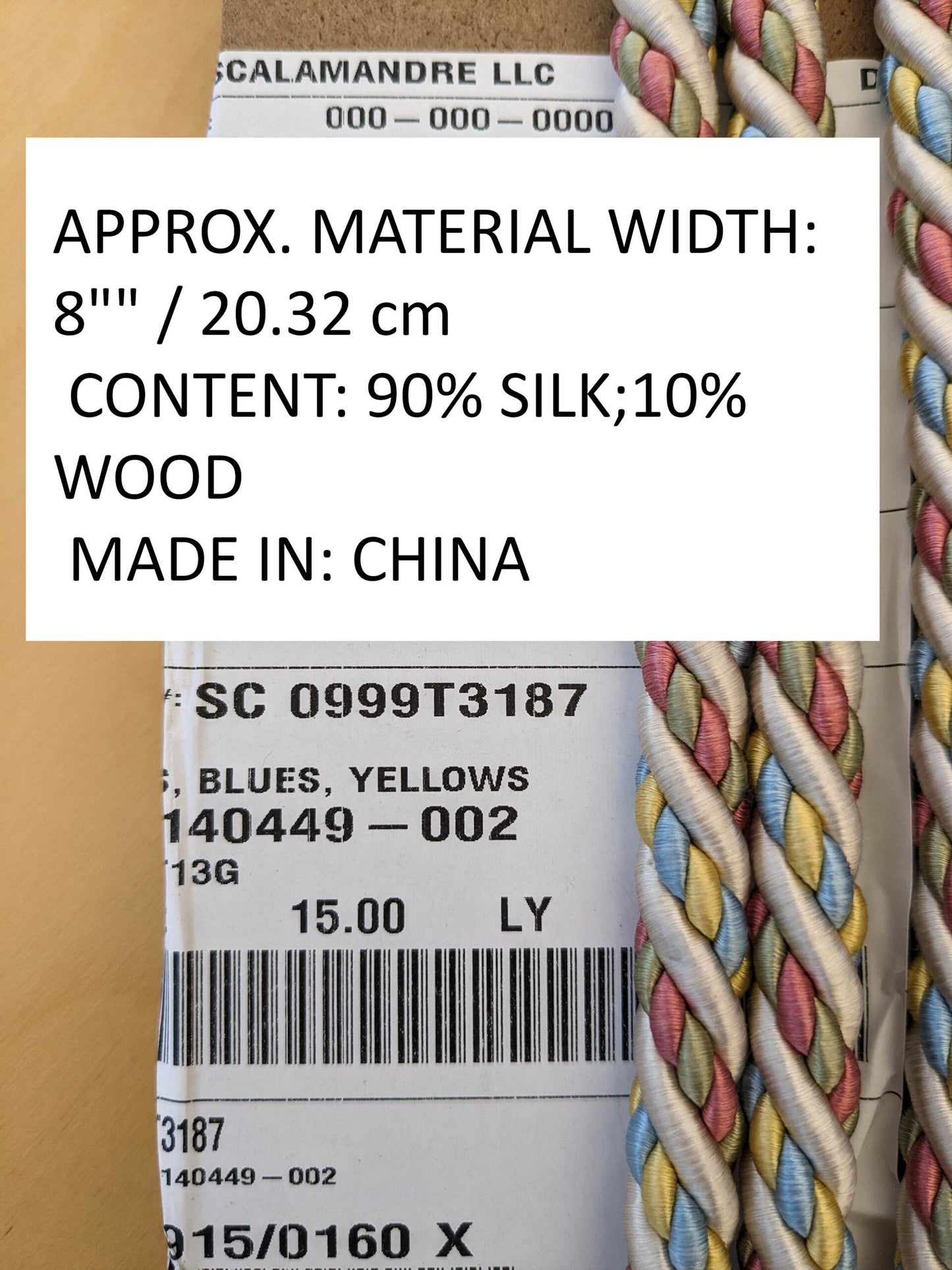 Scalamandre Lyon Pinks, Blues,Yellows ,Trim Silk Wool MSRP USD330/y