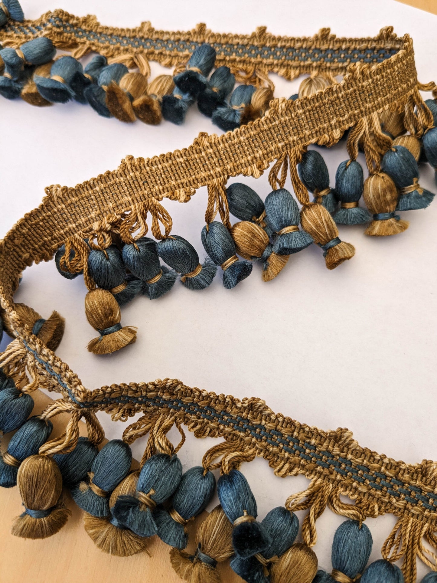 Scalamandre Newport Tassel Fringe - Silk Yellow, Brown &amp; Blue MSRP USD208/y