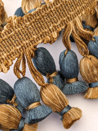 Scalamandre Newport Tassel Fringe - Silk Yellow, Brown &amp; Blue MSRP USD208/y