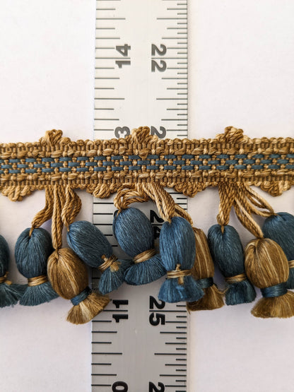 Scalamandre Newport Tassel Fringe - Silk Yellow, Brown &amp; Blue MSRP USD208/y