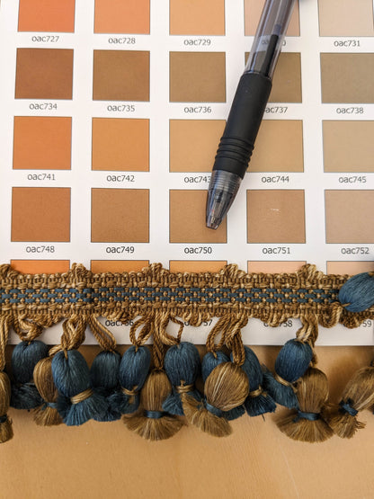 Scalamandre Newport Tassel Fringe - Silk Yellow, Brown &amp; Blue MSRP USD208/y