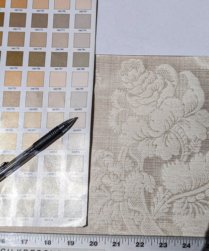 Scalamandre Uppsala Ivory on Birch Strie White Cream Silk Damask MSRP USD 588/y