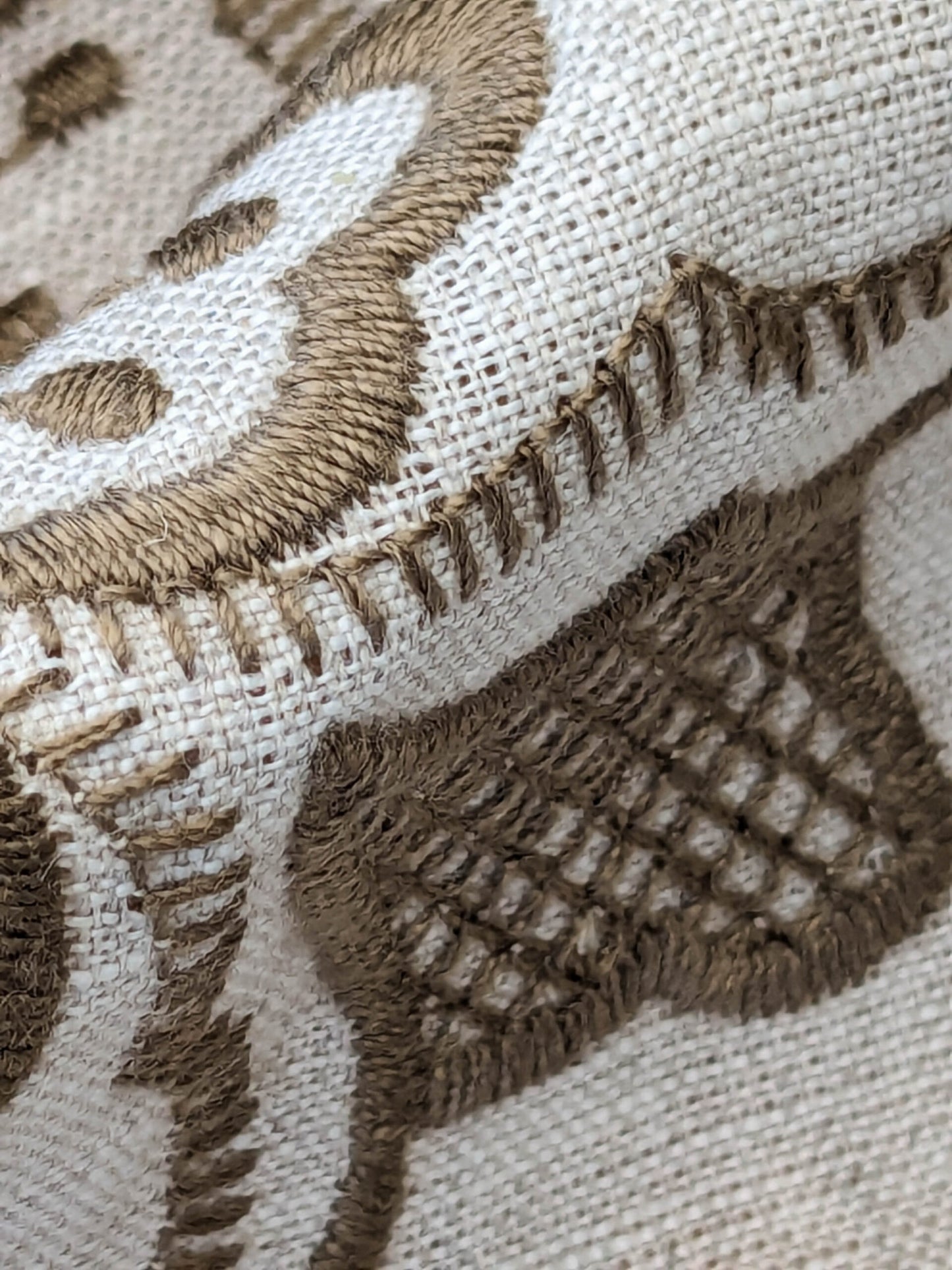 Scalamandre Patna Natural Beige Brown Embroidery Linen Tree of Life Floral Botanical Foliage MSRP USD 316/y