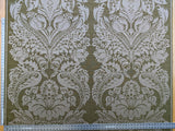 Scalamandre Amelia Lichen  Green Gray Renaissance Damask Jacquard Linen Acanthus Artichoke Feather MSRP USD 176/y