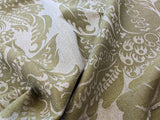 Scalamandre Amelia Lichen  Green Gray Renaissance Damask Jacquard Linen Acanthus Artichoke Feather MSRP USD 176/y
