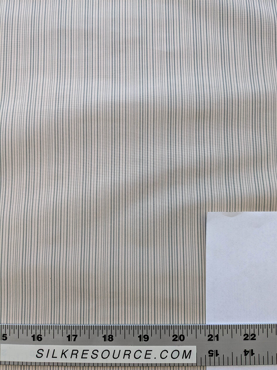 Scalamandre Astley Silk Strie Cream Blue White Pin Stripe Small Scale  MSRP USD350+/yard