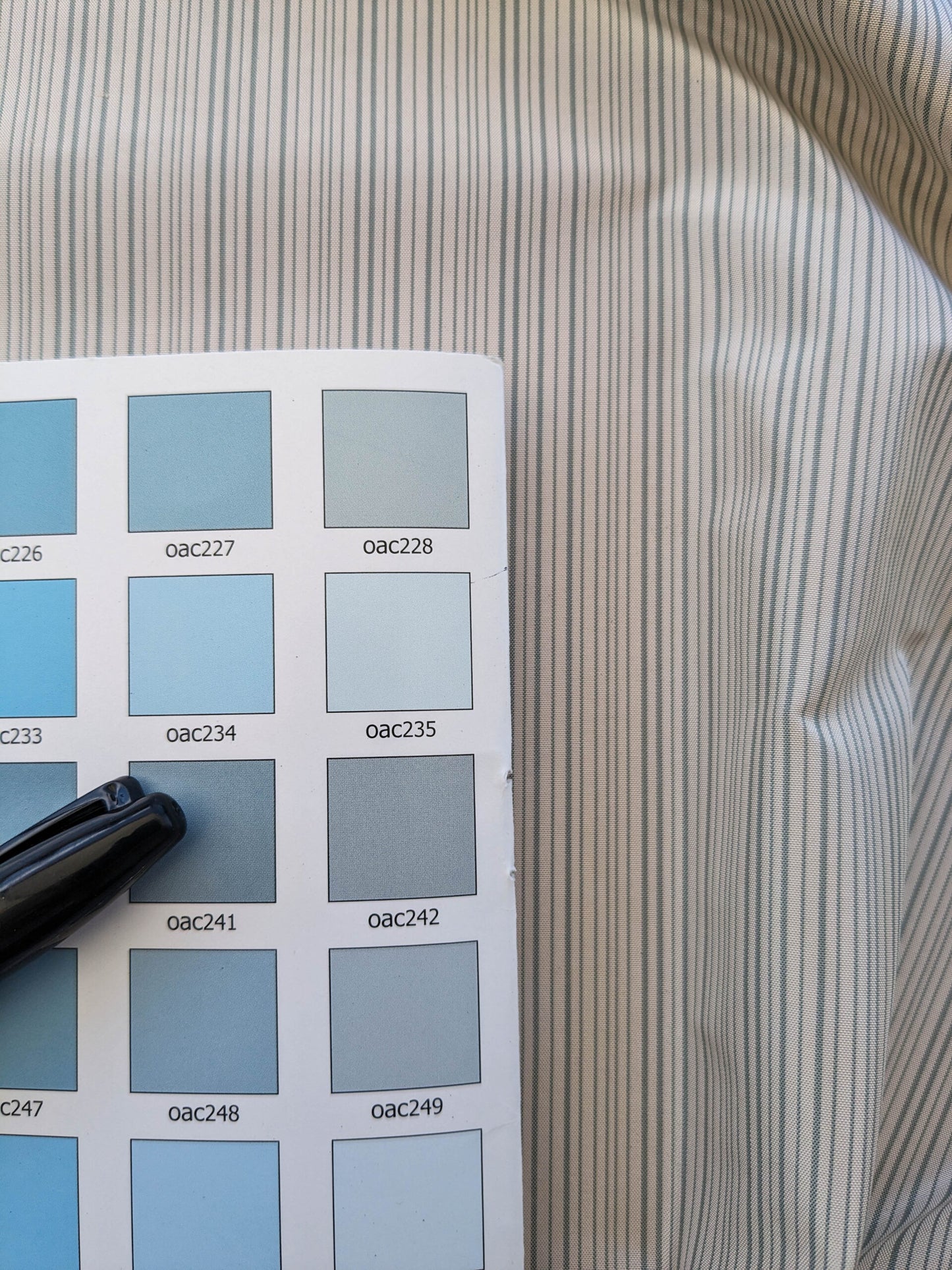 Scalamandre Astley Silk Strie Cream Blue White Pin Stripe Small Scale  MSRP USD350+/yard