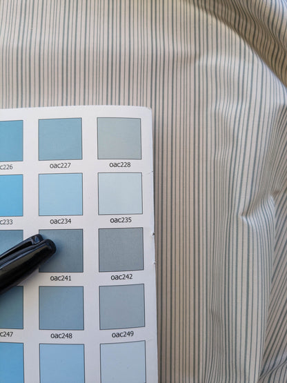 Scalamandre Astley Silk Strie Cream Blue White Pin Stripe Small Scale  MSRP USD350+/yard