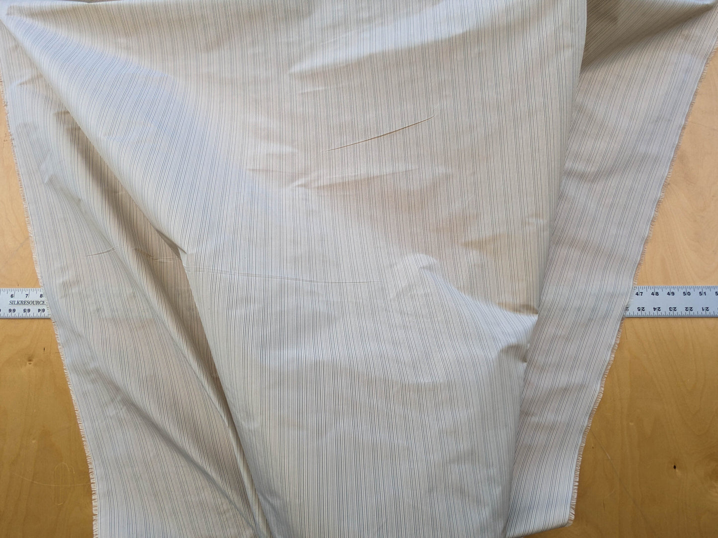 Scalamandre Astley Silk Strie Cream Blue White Pin Stripe Small Scale  MSRP USD350+/yard