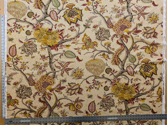 Scalamandre Pondicherry Cotton Print Coral on Gold Red Animal Jacobean Animal MSRP USD 292/y