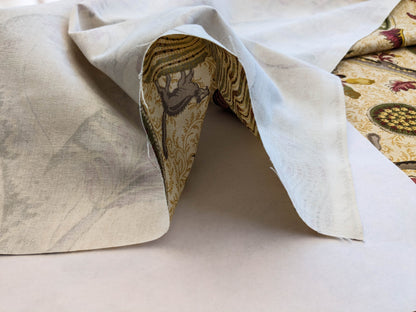 Scalamandre Pondicherry Cotton Print Coral on Gold Red Animal Jacobean Animal MSRP USD 292/y