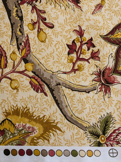 Scalamandre Pondicherry Cotton Print Coral on Gold Red Animal Jacobean Animal MSRP USD 292/y