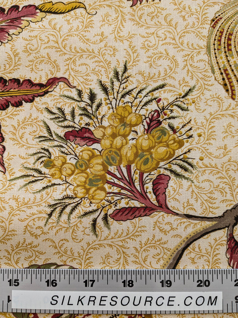 Scalamandre Pondicherry Cotton Print Coral on Gold Red Animal Jacobean Animal MSRP USD 292/y